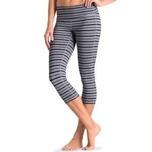 Athleta Grey and Black Striped Chaturanga Capri. Super soft!